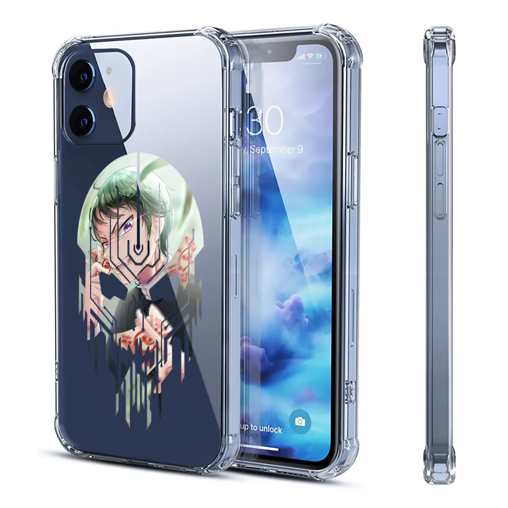 鬼滅の刃 グッズ,愈史郎 - IPhone 12シリーズ対応 ・ 透明スマホケース ・ クリアソフトケース ・ TPU素材 ・ 耐衝撃 ・ 高密着 ・ 防汚 防指紋 ・ 簡単着脱